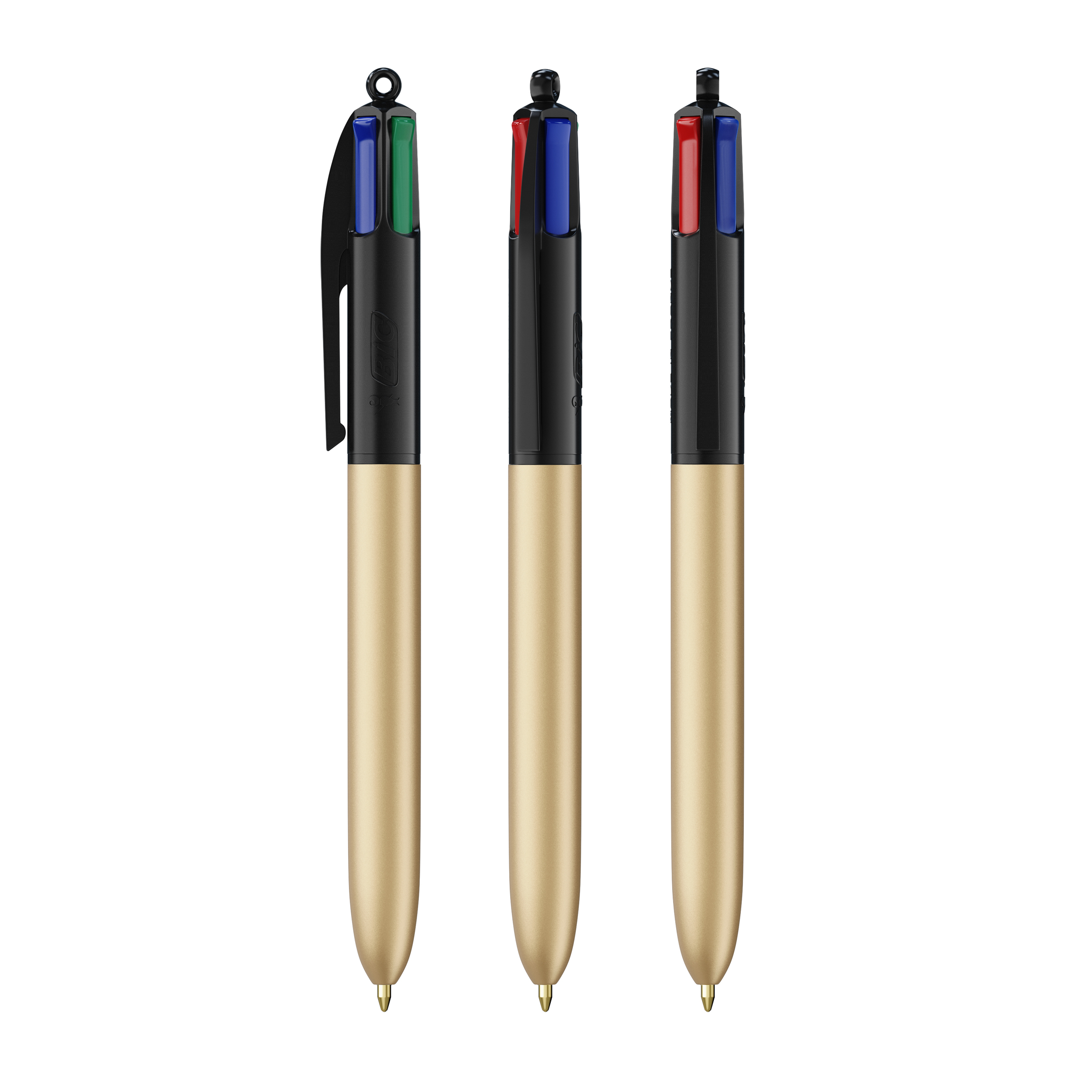 Stylo BIC® 4 Couleurs publicitaire Glacé avec Lanyard Noir - Glacée or